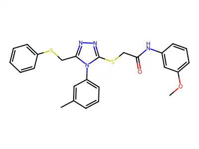 N-(3-methoxyphenyl)-2-({4-(3-methylphenyl)-5-[(phenylsulfanyl)methyl]-4H-1,2,4-triazol-3-yl}sulfanyl)acetamide structure