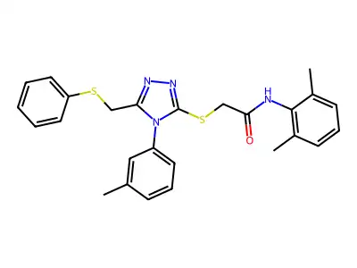 N-(2,6-dimethylphenyl)-2-({4-(3-methylphenyl)-5-[(phenylsulfanyl)methyl]-4H-1,2,4-triazol-3-yl}sulfanyl)acetamide structure