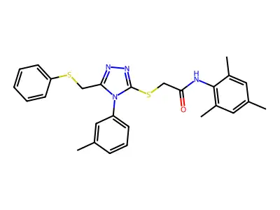 N-Mesityl-2-((5-((phenylthio)methyl)-4-(m-tolyl)-4H-1,2,4-triazol-3-yl)thio)acetamide structure