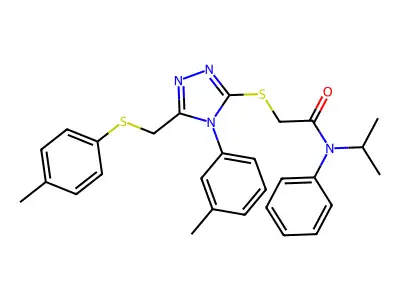 N-Isopropyl-N-phenyl-2-((4-(m-tolyl)-5-((p-tolylthio)methyl)-4H-1,2,4-triazol-3-yl)thio)acetamide structure