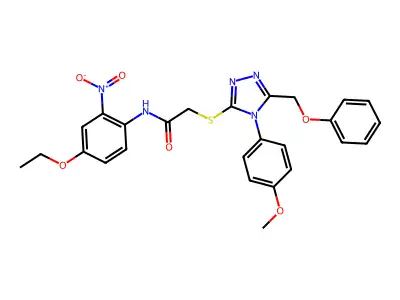 N-(4-ethoxy-2-nitrophenyl)-2-{[4-(4-methoxyphenyl)-5-(phenoxymethyl)-4H-1,2,4-triazol-3-yl]sulfanyl}acetamide structure