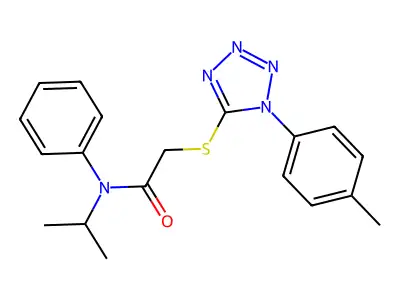2-[1-(4-methylphenyl)tetrazol-5-yl]sulfanyl-N-phenyl-N-propan-2-ylacetamide structure