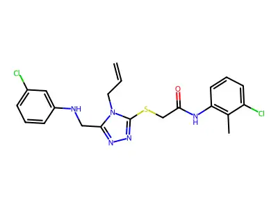 2-((4-Allyl-5-(((3-chlorophenyl)amino)methyl)-4H-1,2,4-triazol-3-yl)thio)-N-(3-chloro-2-methylphenyl)acetamide structure