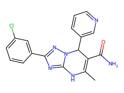 2-(3-chlorophenyl)-5-methyl-7-(pyridin-3-yl)-4,7-dihydro-[1,2,4]triazolo[1,5-a]pyrimidine-6-carboxamide structure