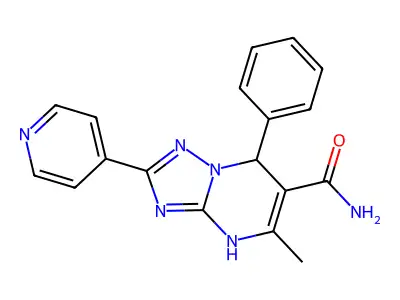 5-methyl-7-phenyl-2-(pyridin-4-yl)-4H,7H-[1,2,4]triazolo[1,5-a]pyrimidine-6-carboxamide structure
