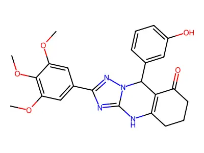 9-(3-hydroxyphenyl)-2-(3,4,5-trimethoxyphenyl)-5,6,7,9-tetrahydro-[1,2,4]triazolo[5,1-b]quinazolin-8(4H)-one structure