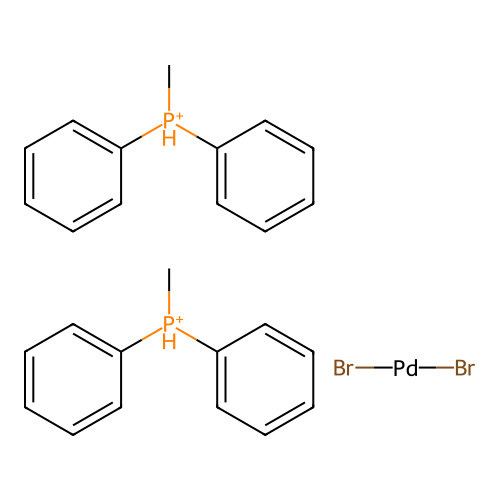 Dibromopalladium;bis(methyl(diphenyl)phosphanium) structure