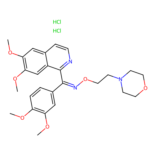 Methanone, (6,7-dimethoxy-1-isoquinolinyl)(3,4-dimethoxyphenyl)-, O-(2-(4-morpholinyl)ethyl)oxime, dihydrochloride structure