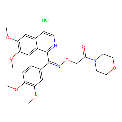 Morpholine, 4-(((((6,7-dimethoxy-1-isoquinolinyl)(3,4-dimethoxyphenyl)methylene)amino)oxy)acetyl)-, monohydrochloride structure