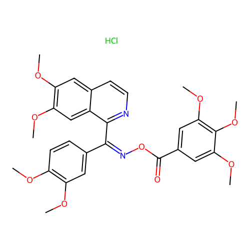 Methanone, (6,7-dimethoxy-1-isoquinolinyl)(3,4-dimethoxyphenyl)-, O-(3,4,5-trimethoxybenzoyl)oxime, monohydrochloride structure
