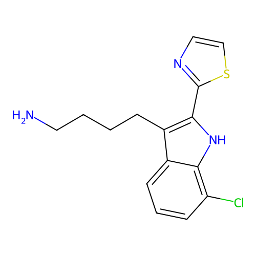 4-[7-chloro-2-(1,3-thiazol-2-yl)-1H-indol-3-yl]butan-1-amine structure