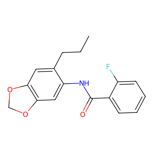 2-fluoro-N-(6-propyl-1,3-benzodioxol-5-yl)benzamide structure