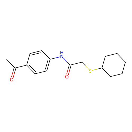 N-(4-acetylphenyl)-2-(cyclohexylsulfanyl)acetamide structure
