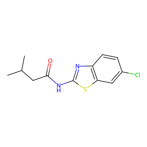 N-(6-chloro-1,3-benzothiazol-2-yl)-3-methylbutanamide structure