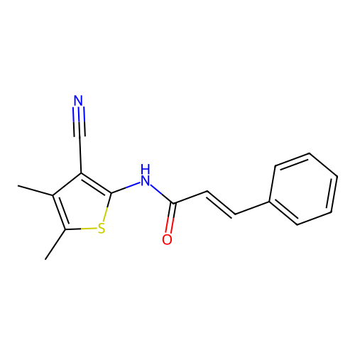 N-(3-cyano-4,5-dimethylthiophen-2-yl)cinnamamide structure
