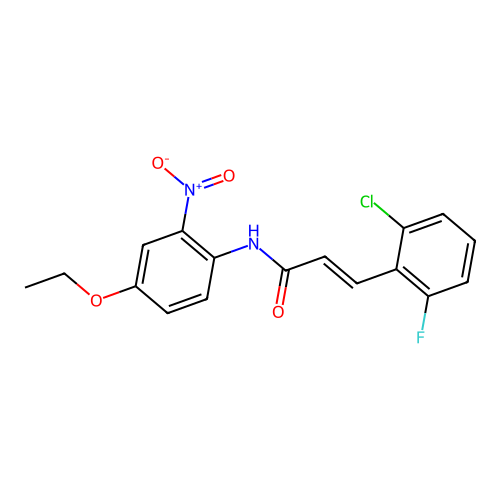 (E)-3-(2-chloro-6-fluorophenyl)-N-(4-ethoxy-2-nitrophenyl)prop-2-enamide structure