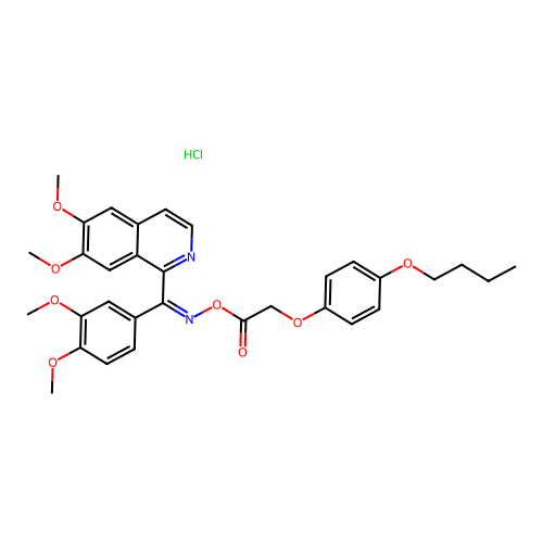 Methanone, (6,7-dimethoxy-1-isoquinolinyl)(3,4-dimethoxyphenyl)-, O-((4-butoxyphenoxy)acetyl)oxime, monohydrochloride structure