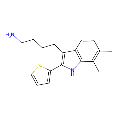 4-(6,7-dimethyl-2-thiophen-2-yl-1H-indol-3-yl)butan-1-amine structure