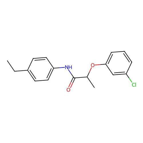 2-(3-chlorophenoxy)-N-(4-ethylphenyl)propanamide structure