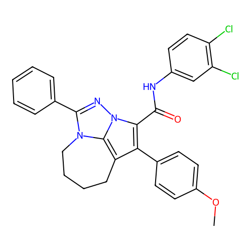 N-(3,4-dichlorophenyl)-1-(4-methoxyphenyl)-4-phenyl-5,6,7,8-tetrahydro-2a,3,4a-triazacyclopenta[cd]azulene-2-carboxamide structure