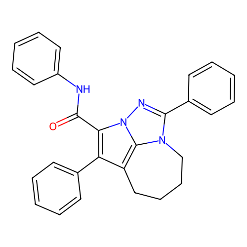 N,1,4-triphenyl-5,6,7,8-tetrahydro-2,2a,8a-triazacyclopenta[cd]azulene-3-carboxamide structure