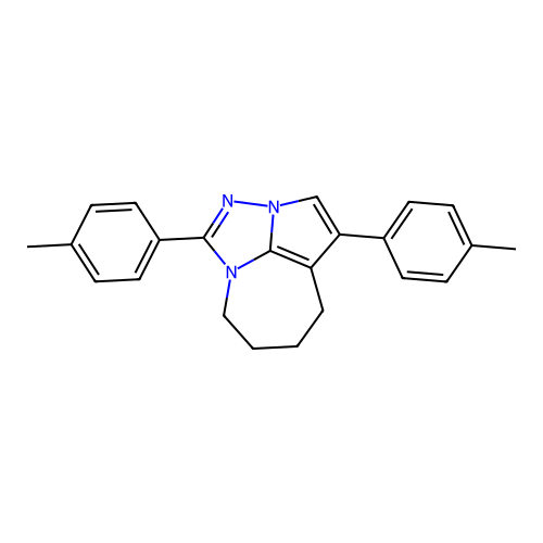 1,4-Bis(4-methylphenyl)-5,6,7,8-tetrahydro-2,2a,8a-triazacyclopenta[cd]azulene structure