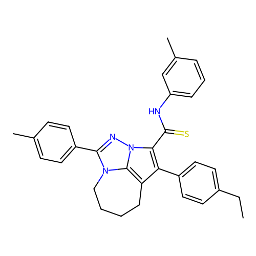 4-(4-ethylphenyl)-N-(3-methylphenyl)-1-(4-methylphenyl)-5,6,7,8-tetrahydro-2,2a,8a-triazacyclopenta[cd]azulene-3-carbothioamide structure