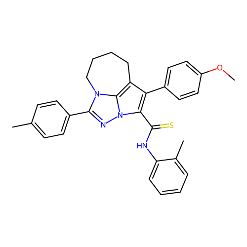 1-(4-methoxyphenyl)-N-(o-tolyl)-4-(p-tolyl)-5,6,7,8-tetrahydro-2a,3,4a-triazacyclopenta[cd]azulene-2-carbothioamide structure