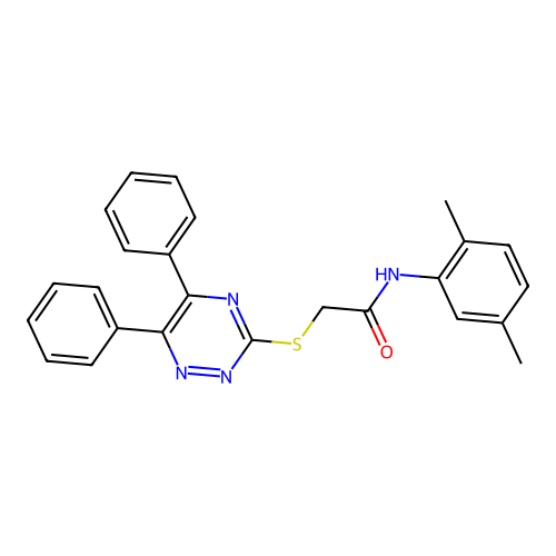 N-(2,5-dimethylphenyl)-2-[(5,6-diphenyl-1,2,4-triazin-3-yl)sulfanyl]acetamide structure