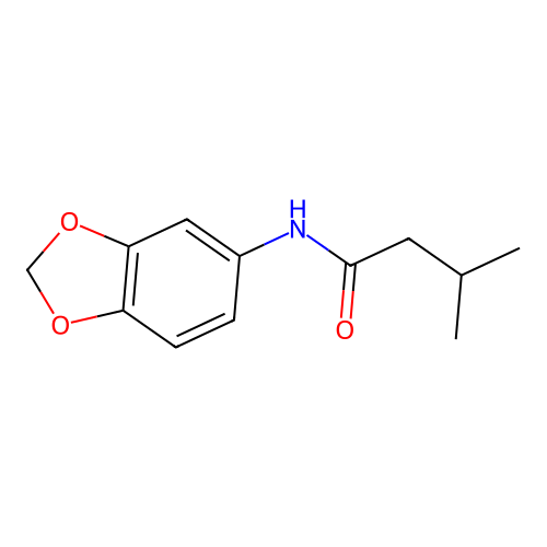 N-(1,3-benzodioxol-5-yl)-3-methylbutanamide structure