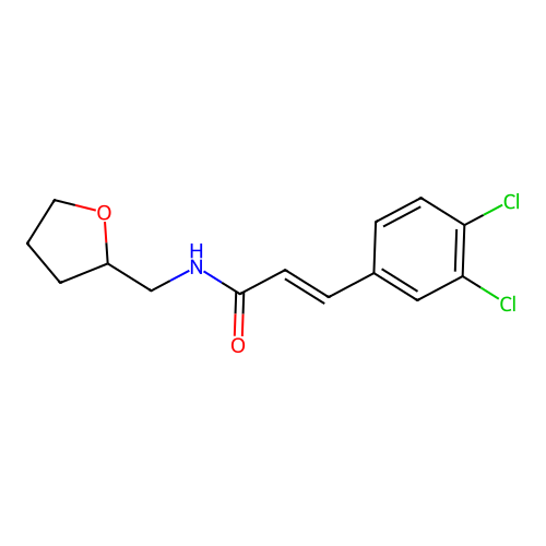 (E)-3-(3,4-dichlorophenyl)-N-(oxolan-2-ylmethyl)prop-2-enamide structure