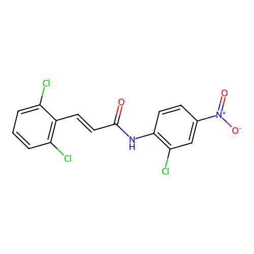 (E)-N-(2-chloro-4-nitrophenyl)-3-(2,6-dichlorophenyl)prop-2-enamide structure
