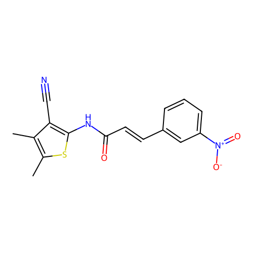 (E)-N-(3-cyano-4,5-dimethylthiophen-2-yl)-3-(3-nitrophenyl)acrylamide structure