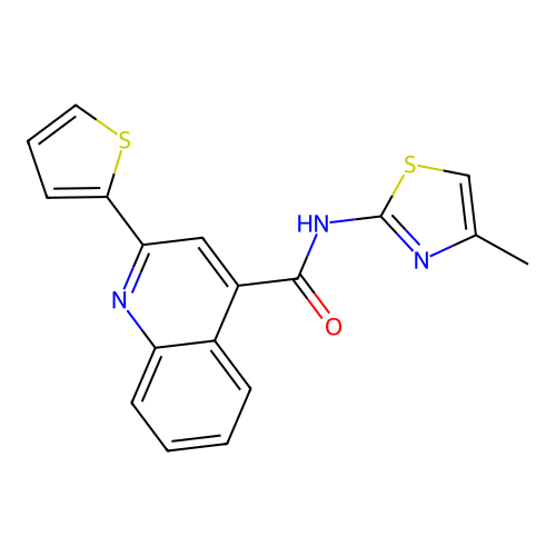 N-(4-methylthiazol-2-yl)-2-(thiophen-2-yl)quinoline-4-carboxamide structure