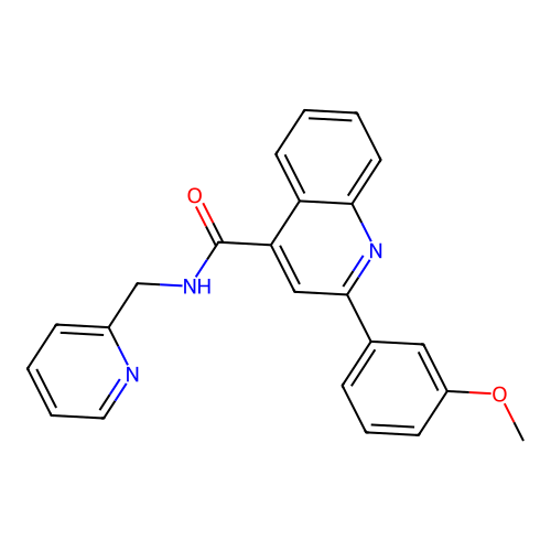 2-(3-methoxyphenyl)-N-(pyridin-2-ylmethyl)quinoline-4-carboxamide structure
