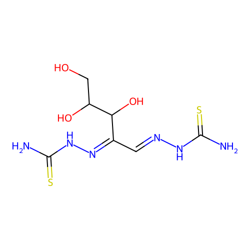 (2Z)-2-[(1E)-1-(2-Carbamothioylhydrazinylidene)-3,4,5-trihydroxypentan-2-ylidene]hydrazine-1-carbothioamide structure