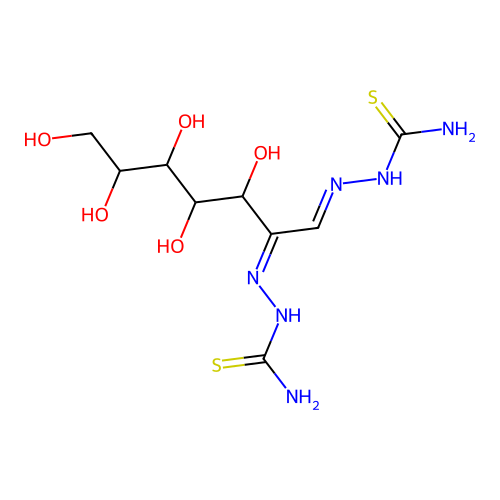 (2E,2'E)-2,2'-[(1E,2E)-3,4,5,6,7-Pentahydroxyheptane-1,2-diylidene]di(hydrazine-1-carbothioamide) structure