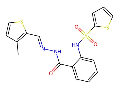 N-[(3-methylthiophen-2-yl)methylideneamino]-2-(thiophen-2-ylsulfonylamino)benzamide structure
