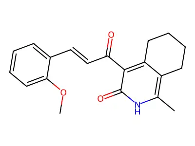 4-[3-(2-methoxyphenyl)acryloyl]-1-methyl-5,6,7,8-tetrahydro-3(2H)-isoquinolinone structure