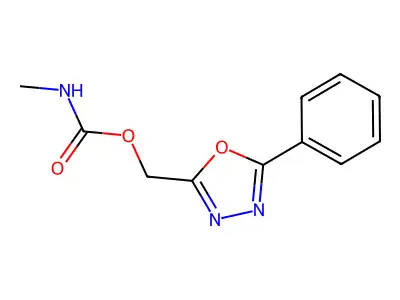 1,3,4-Oxadiazole-2-methanol, 5-phenyl-, methylcarbamate (ester) structure