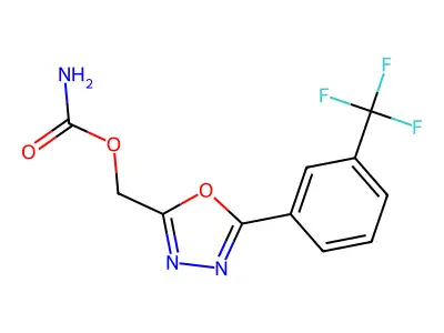 1,3,4-Oxadiazole-2-methanol, 5-(3-(trifluoromethyl)phenyl)-, carbamate (ester) structure