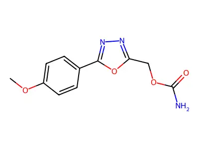 1,3,4-Oxadiazole-2-methanol, 5-(4-methoxyphenyl)-, carbamate (ester) structure