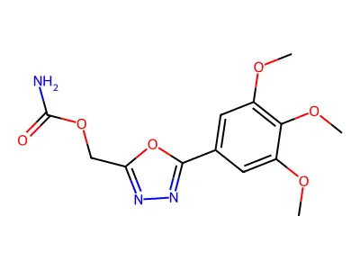 1,3,4-Oxadiazole-2-methanol, 5-(3,4,5-trimethoxyphenyl)-, carbamate (ester) structure
