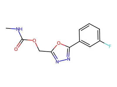 1,3,4-Oxadiazole-2-methanol, 5-(3-fluorophenyl)-, methylcarbamate (ester) structure