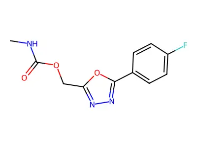 1,3,4-Oxadiazole-2-methanol, 5-(4-fluorophenyl)-, methylcarbamate (ester) structure