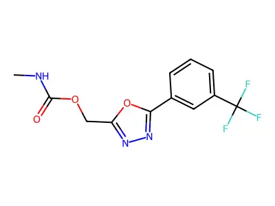1,3,4-Oxadiazole-2-methanol, 5-(3-(trifluoromethyl)phenyl)-, methylcarbamate (ester) structure
