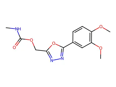 1,3,4-Oxadiazole-2-methanol, 5-(3,4-dimethoxyphenyl)-, methylcarbamate (ester) structure
