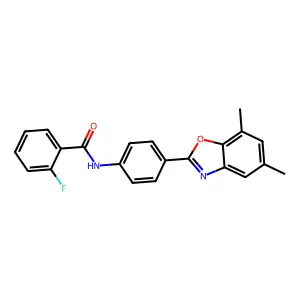 N-[4-(5,7-dimethyl-1,3-benzoxazol-2-yl)phenyl]-2-fluorobenzamide structure