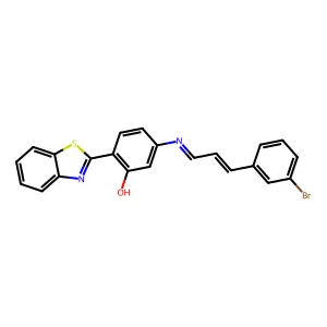 2-(1,3-benzothiazol-2-yl)-5-[[(E)-3-(3-bromophenyl)prop-2-enylidene]amino]phenol structure