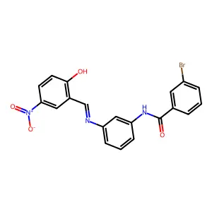 3-bromo-N-(3-(2-hydroxy-5-nitrobenzylideneamino)phenyl)benzamide structure